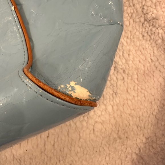 Patent leather blue vintage Louis Vuitton shoulder bag. Authentic - Picture 3 of 16